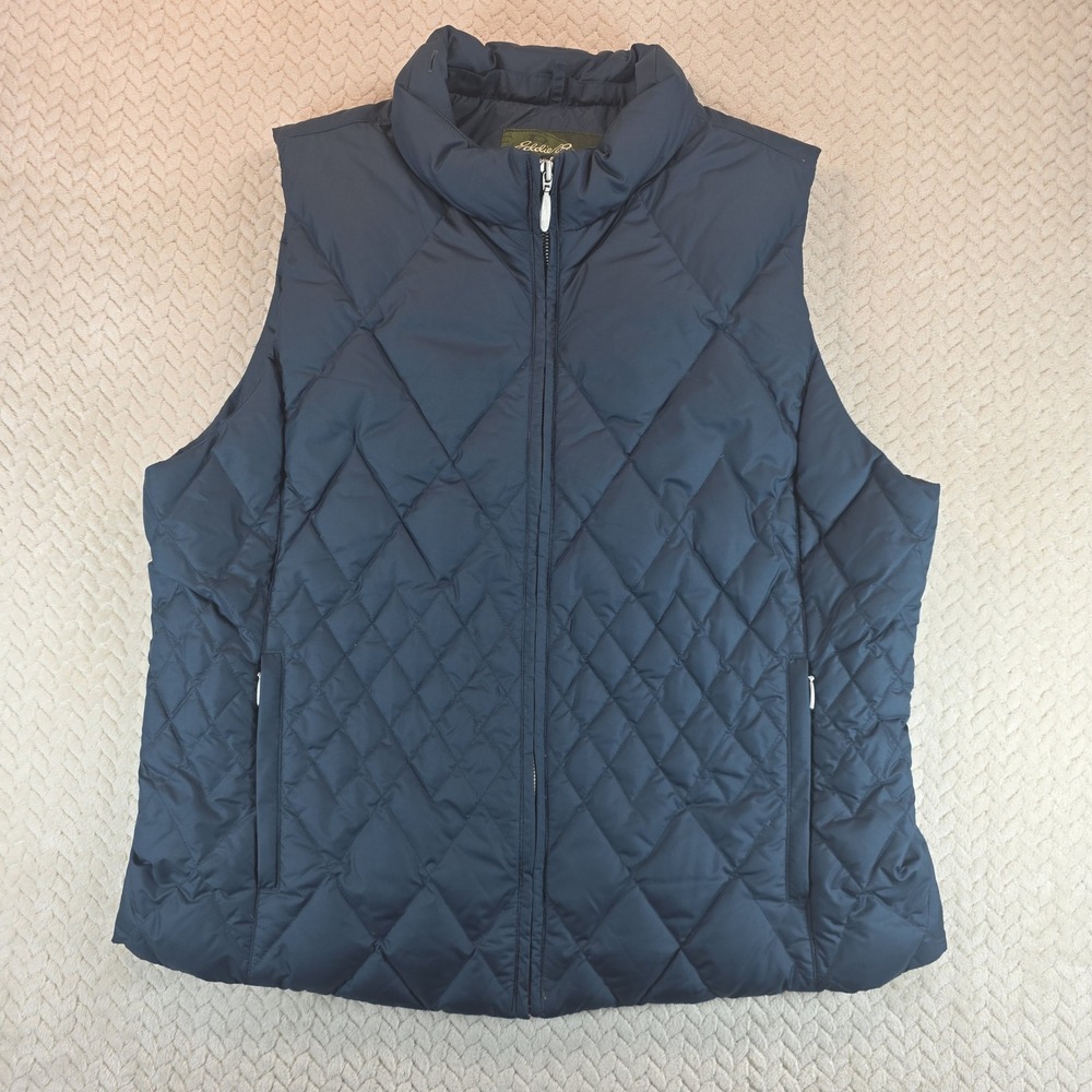 Eddie Bauer Premium Goose Down Quilted Vest Navy Blue XL 24712396 Hol 07